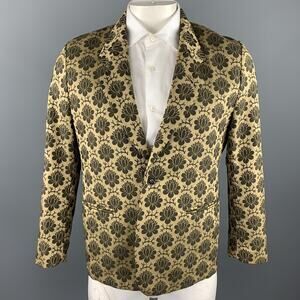 SASQUATCHfabrix Size L Gold & Brown Floral Polyester / Cotton Sport Coat
